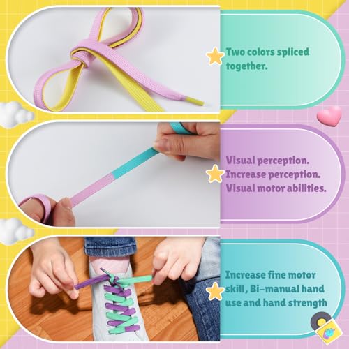 Solsew 4 Pair Learning Shoelaces Dual Color Tie Shoe Laces, Purple Series by Solsew - Used condition - Image 3