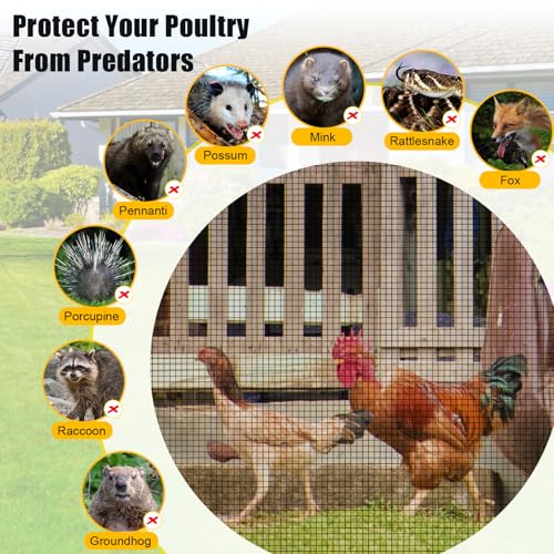Liyarya 1/4\" 24\'\' x 50\' 21 Gauge Vinyl Coated PVC Hardware Cloth Wire Chicken Rabbit Fence Poultry Cage Mesh Roll for Garden, 1/4 inch 24 in x 50 ft, Black PVC Coating Chicken Wire Fence Mesh Roll - Thumbnail 6