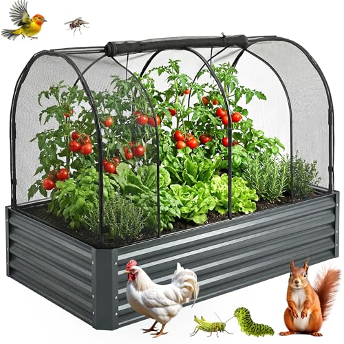 GROW MASTER Raised Garden Bed Cover for 6x3 - Premium Black Fiberglass Mesh with Steel Frame for Natural Pest Protection - Dual Zipper Access Crop Cage
