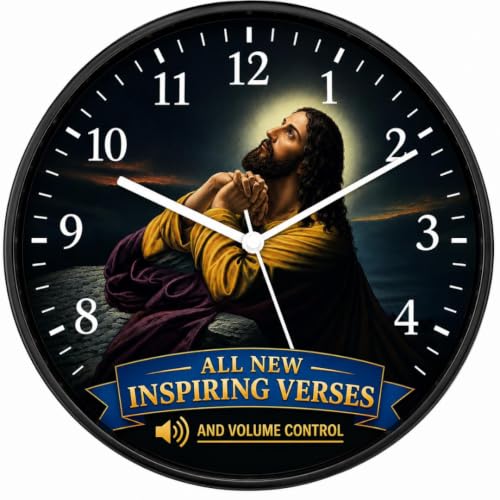 Prayer Clock 10" Wall-Mounted Religious Decor with Hourly Bible Passages Narrated by James Earl Jones