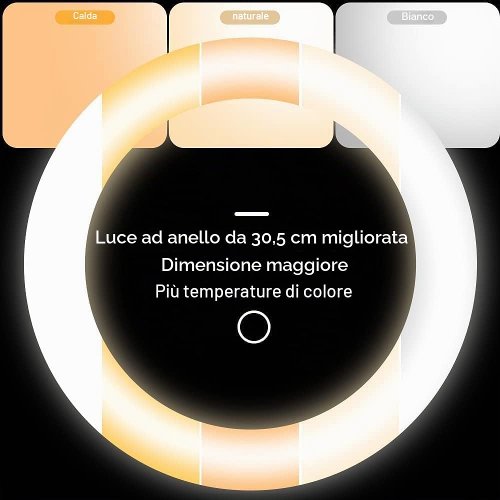 UBeesize Anello Luce con Treppiede, 12 Pollice Selfie Anello Luce con 62 Pollice Treppiede Stand per Live Stream/Trucco/YouTube Video/Fotografia