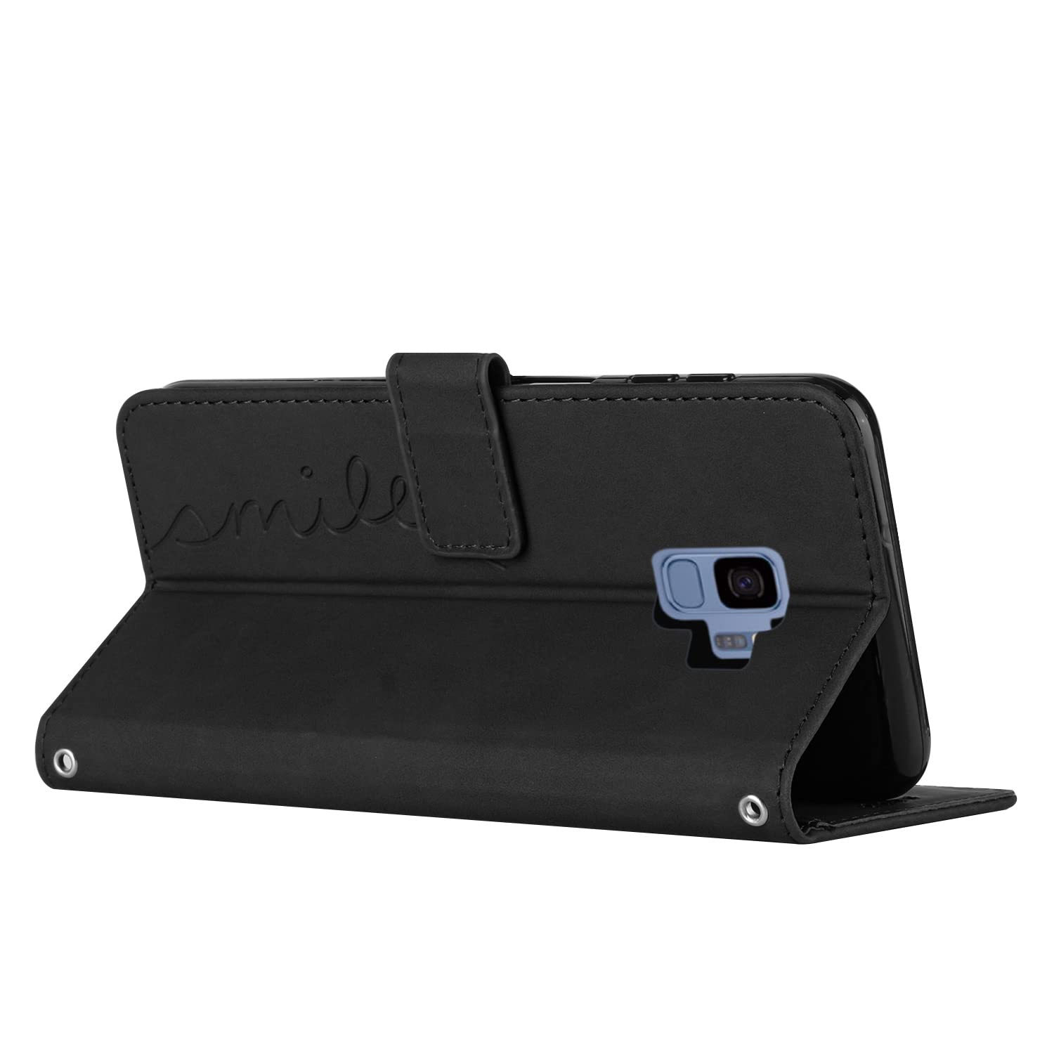 Nero con Fuzione Stand Portafoglio Caso in Pelle Case Copertina