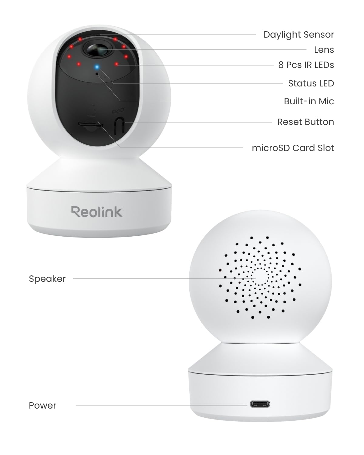 Reolink E1 4MP Indoor WiFi Security Camera - 360° Pan/Tilt Auto Tracking Baby Pet Monitor, AI Person/Pet/Cry Detection, 2-Way Talk, Night Vision, Local Storage, No Subscription, Works w/Alexa & Google — view 9