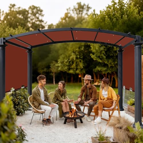 Image of 85'' x 208'' Universal Pergola Replacement Cover for Doubleton Steel Pergola L-PG080PST, Waterproof Sunshade Canopy Top for Patio Gazebo, Deck, Porch, Yard, Outdoor Cover Only (Brick Red)