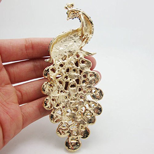 Image of TTjewelry Vintage Peacock Bird Rhinestone Crystal Brooch Pin Art-Deco Style Bird Pendant