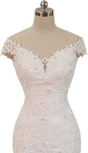 Miniatura 3 de Vestidos de novia largo vestido de novia sirena vestidos de novia de encaje apliques vestido de novia con cuentas fuera del hombro de las mujeres