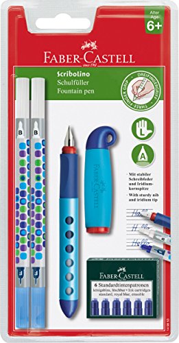 Faber-Castell 149 853 pluma fuente Scribolino 2 secante, cartuchos de tinta, para zurdos, primavera L ordenados,