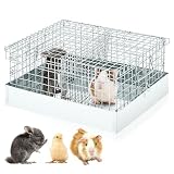 DoubleFill 2 Hole Cavy Transport Cage 16 x 14 x 8 Inch, Chinchilla Hamsters Chicks Rabbit Carrier for Travel Temporary Housing, Indoor Outdoor Pet Habitat Animal Enclosure