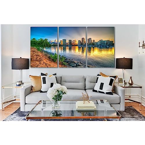 Cuadros grandes para paredes vacías ZELLART, lienzo impreso tríptico de Hawaii 120x60cm
