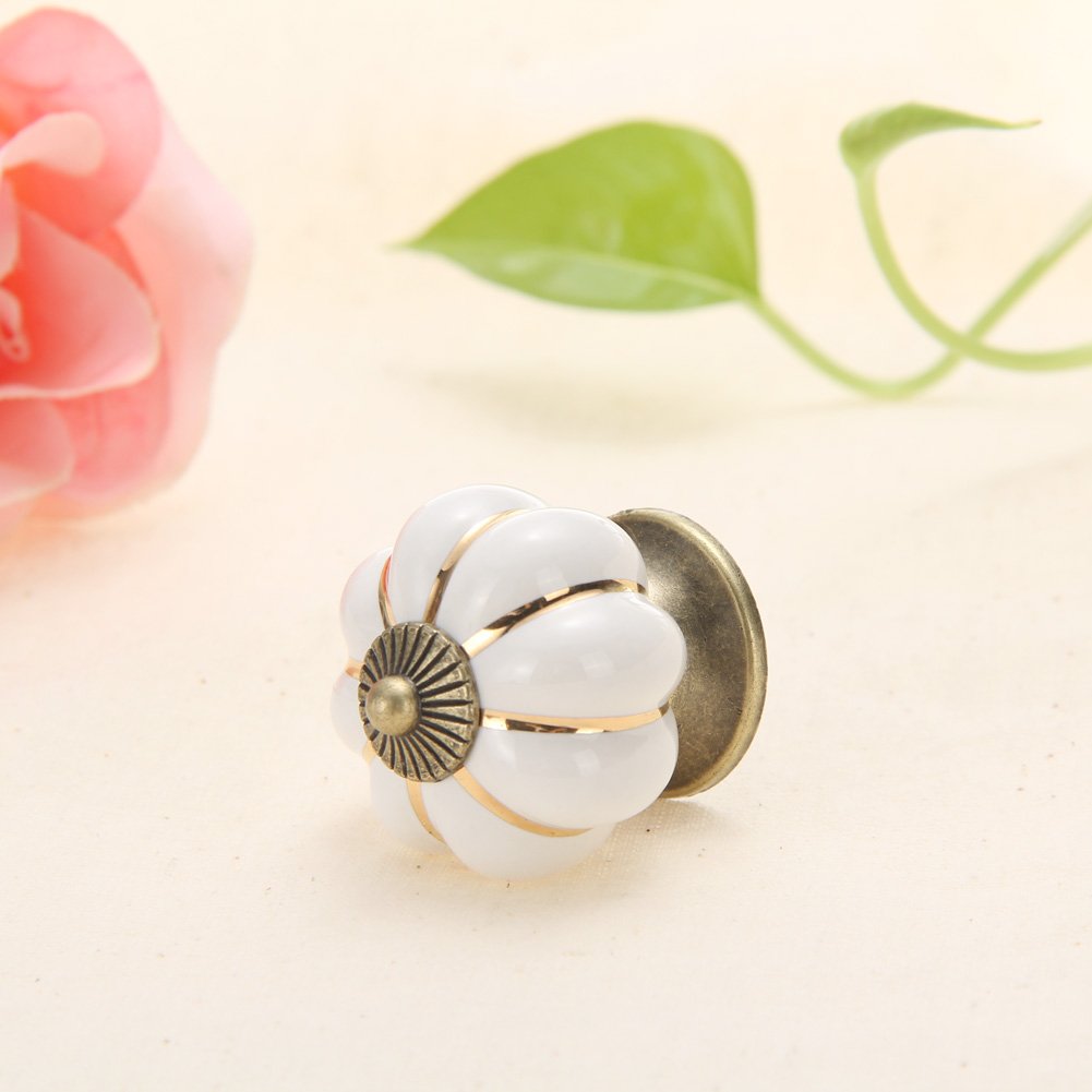 Pomelli In Ceramica Stile Zucca - Set 8 Pezzi Per Mobili Cucina/Bagno - Foto 8