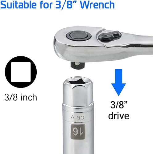 Miniatura 19 de Bujía magnética de pared delgada de 0.55 pulgadas de 3/8 pulgadas, enchufe de bujía de 12 puntos compatible con motocicleta, automóvil, SUV, BMW