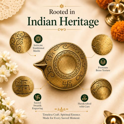 Image of Pure Solid Brass Diya (Dia - 6 cm) Set of 1 (140 Grams) | Diya for Pooja | Oil Lamp for Mandir | for Daily /Festive Worship, Home Temple Decoration, Diwali, Wedding & Spiritual Return Gift