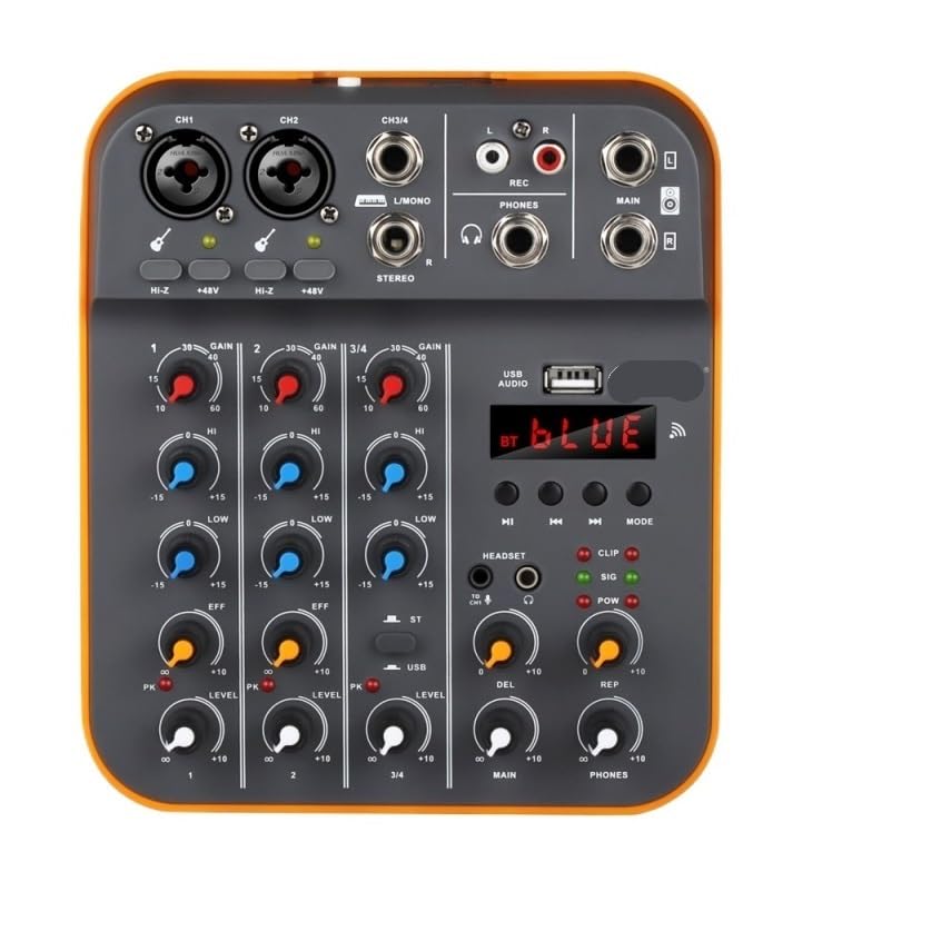 Mini table de mixage 4 canaux D4M avec carte son USB de studio 48V