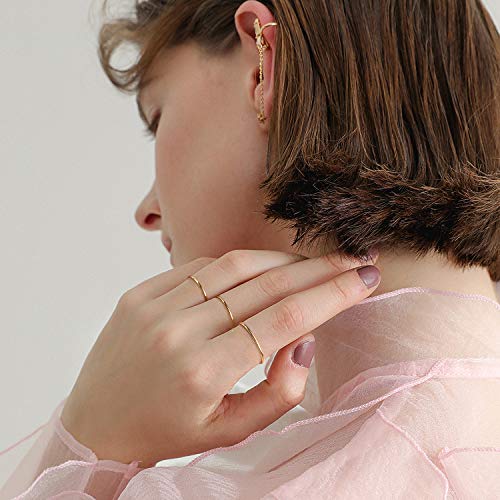 Nokmit 3Pcs 1Mm 14K Gold Filled Stacking Rings For Women Girls Dainty Thin Gold Ring Stackable Plain Thumb Pinky Band Non Tarnish Comfort Fit Size 5 To 10 (8) #TOP3