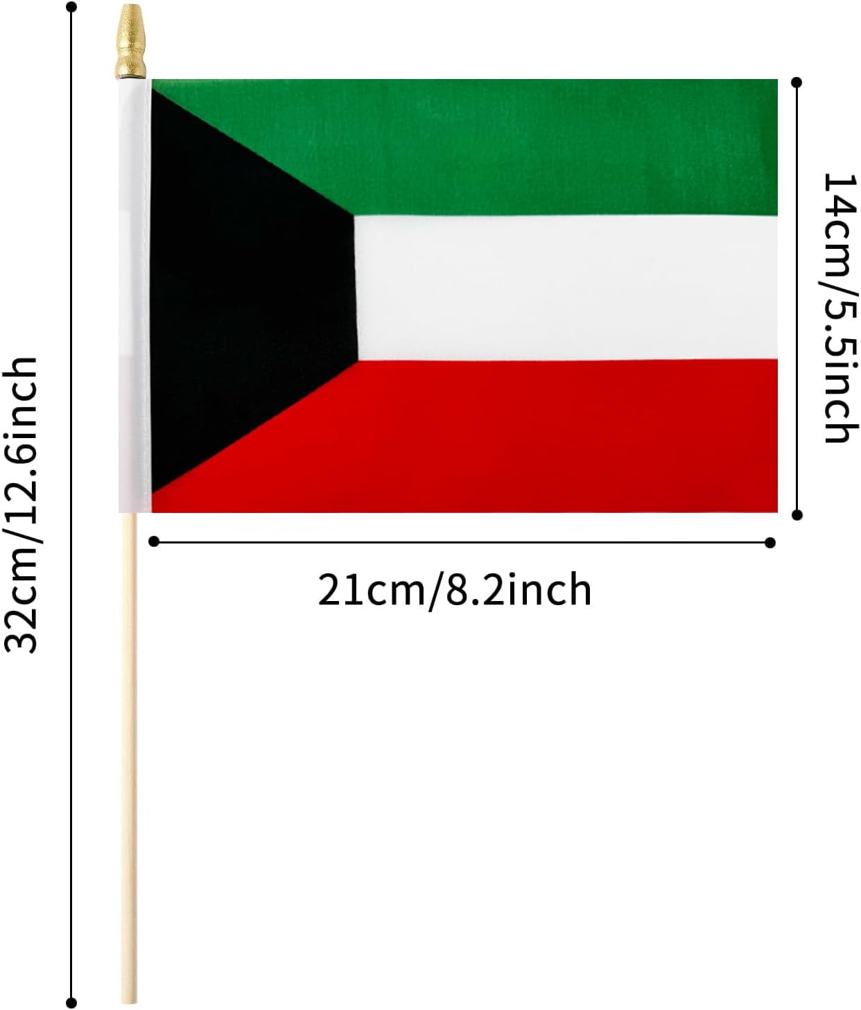 5 Pack Kuwait Small Mini Wood Hand Held Stick Flag,Suitable For Various Holiday Parties, World Cup, National Day, And National Flag Day. image 2