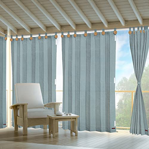 Image of HIPPO HDPE 230 GSM Outdoor Loop Curtain for Balcony & Patio UV Protection, Sun Blocking, Light-Filtering Curtains (Country-Blue, 3FTX7.5FT, 1PC)