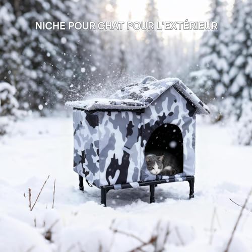 Abri pour chat d extérieur chaud et résistant au vent avec isolation - 3
