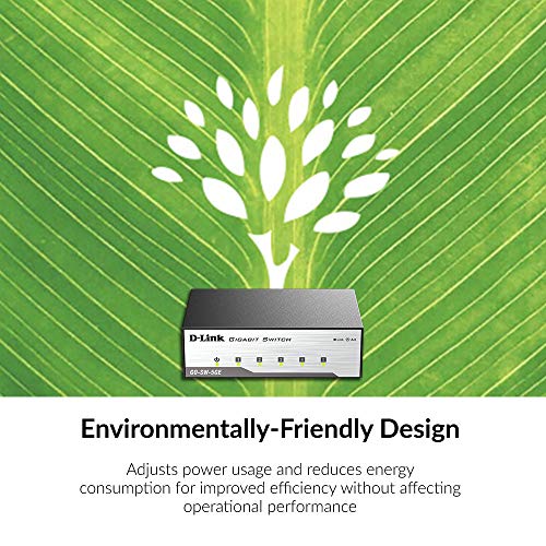 D-Link Ethernet Switch, 5 Port Unmanaged Gigabit Metal Fanless Desktop Plug N Play (Go-Sw-5Ge), Black #TOP5