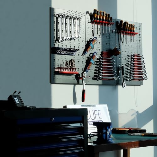Panneau perforé rangement 120x60x2cm avec 25 supports CCLIFE
