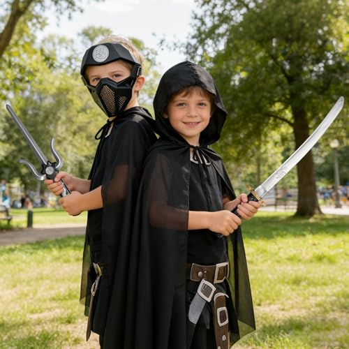 Disfraz Ninja para niños con accesorios y capa miniatura 7