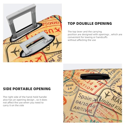 Travel Visa Stamps Travel Luggage Cover Fits 18/24/28/32 Inch Luggage, Washable Suitcase Cover Protector with Concealed Zipper for Wheeled Suitcase Tsa Approved 5