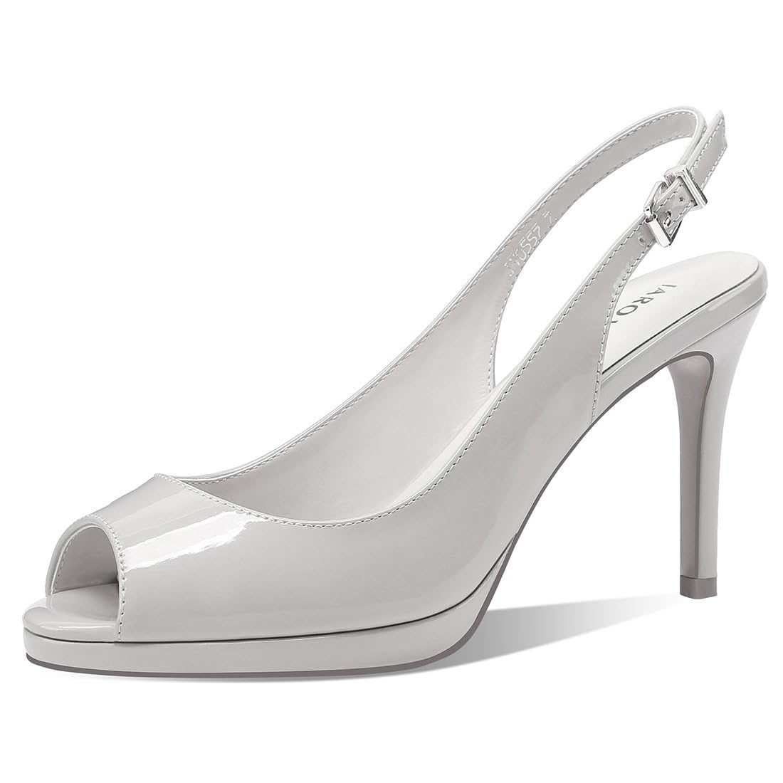 JARO VEGA Peep Toe Slingback Heeled Sandals for Women Open Toe Patent High Heels with Adjustable Buckle High Heel Summer Pump Shoes