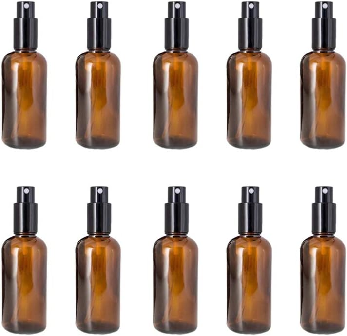 – 5Pcs Empty Spray Bottles Refillable Glass Bottles Brown Liquid Sprayer Travel Bottle Cosmetics Container (100ml)
