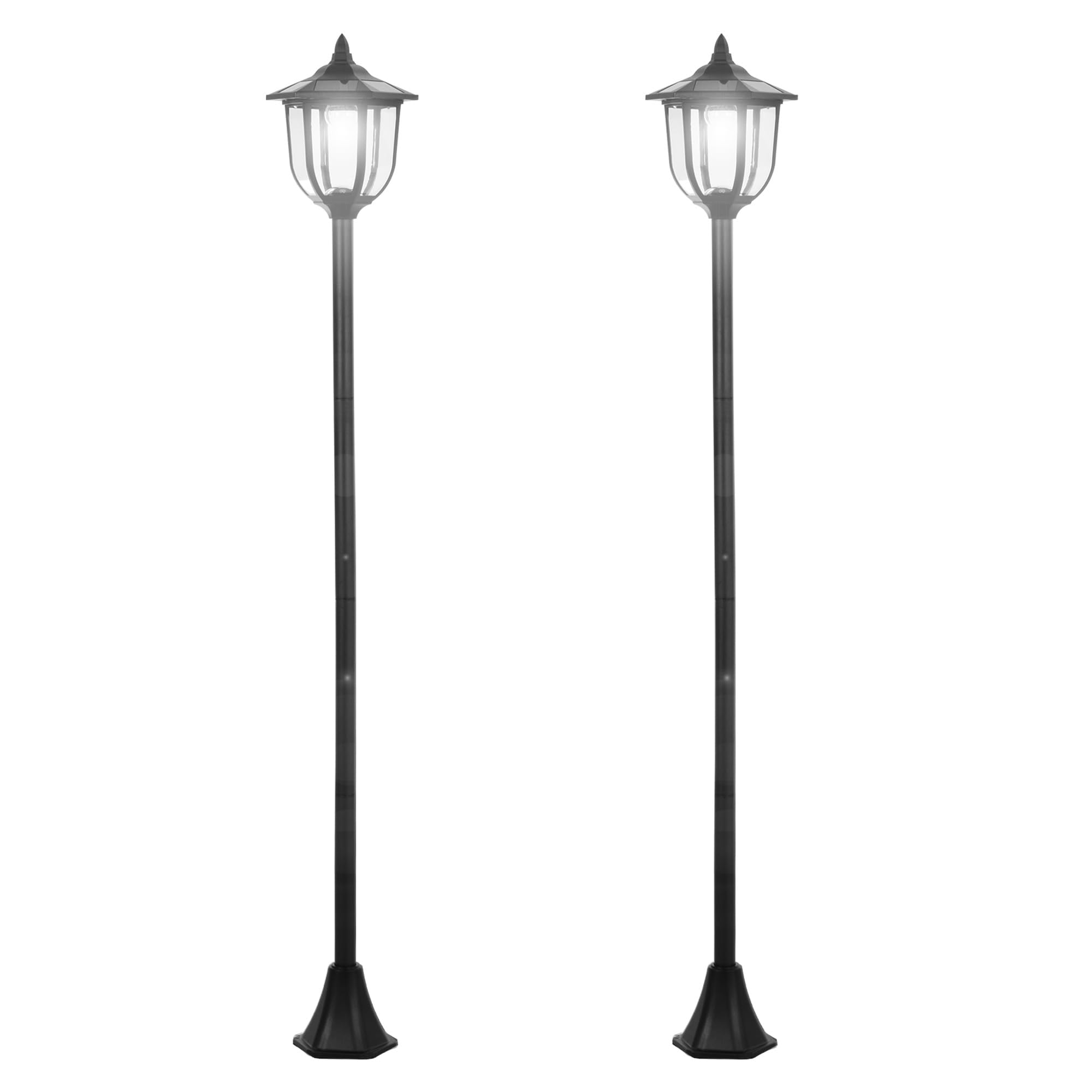 Outsunny Set 2 Lampioncini Solari da Esterno, Lampade da Giardino a Energia Solare 6 Luci LED IP44, Ø26.5 x 177cm, Nero