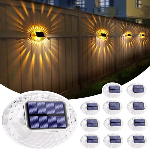 LYHOPE Solar Fence Lights Outdoor, IP65 Waterproof Solar Light for Outside, 12 Pack Deck Light for Backyard, Railing, Patio, Deck Fence, Stair Railings and Wall (Warm Yellow) by LYHOPE - Used condition - US$17.83