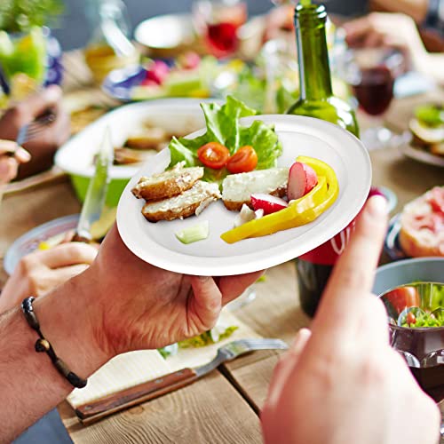 Greconv Small Compostable Plates - White 7\" Bulk 200 Pack Recycled Plates for Dessert & Cake - Thumbnail 6