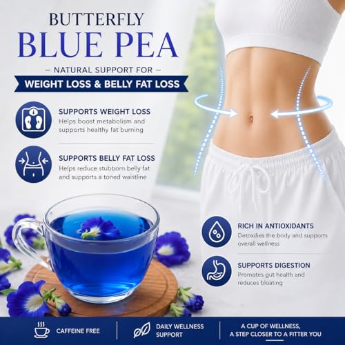 Image of BREW SAGE Butterfly Blue Pea Flower Tea Bags | SUPPORTS BELLY FAT LOSS, Mental Focus & Detox | Aparajita & Shankhpushpi Herbal Tea | Antioxidant Rich, Naturally Caffeine Free | 30 Tea Bags (Butterfly Blue Pea)