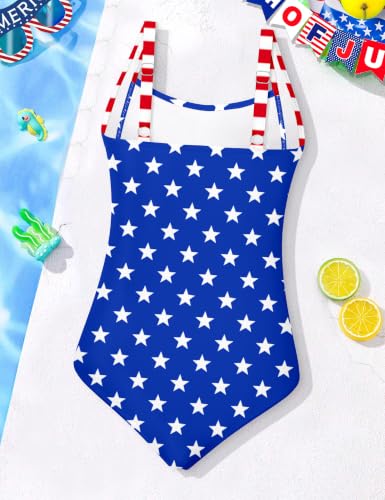 Image of Girl Swimsuit One Piece Bathing Suit for Girls Solid Color Ruched Adjustable Straps Padded Swimwear 9-18y