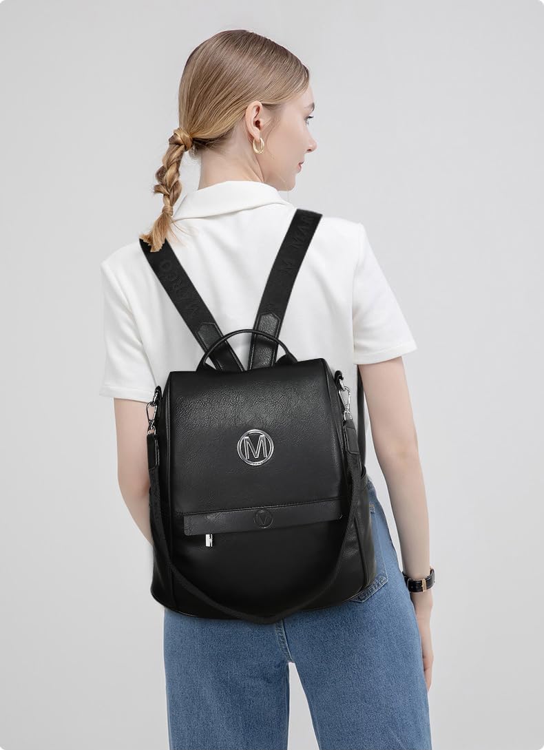 MKP Women Fashion Backpack Purse Multi Pockets Signature Anti-Theft Rucksack Travel Ladies Shoulder Bag Handbag 2Pcs - Image 2