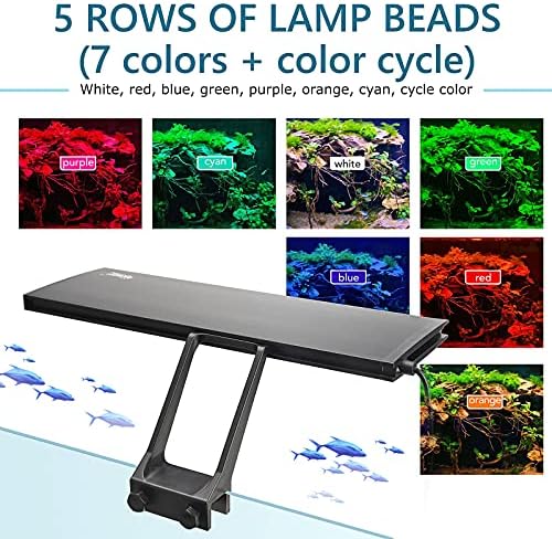 hygger Clip On 24/7 조명 수족관 LED 조명, 일출-일광, 달빛 및 DIY 모드, 조절 가능한 타이머/밝기 어항 조명, 심은 탱크용 7가지 색상 (30.5~50.8cm(12~20인치) 탱크용 14W) — 사진 4