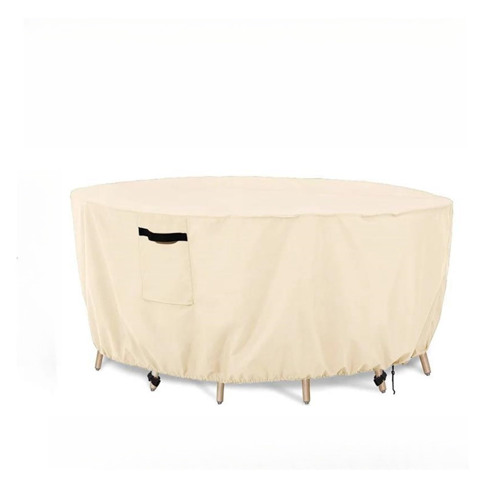 Housse de table ronde d'extérieur XENITE beige en Oxford 120x75cm pour salon de jardin