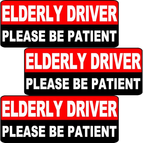 Image of 3 Pack Elderly Driver Car Magnet Sign, Senior Driver Magnet for Car, Please Be Patient Caution Sign to Old Grandma and Grandpa, Gag Prank Funny Gifts for Women, Men(RED)
