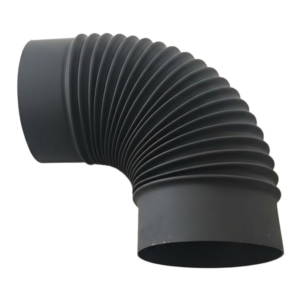 Ofenrohr, Ofenrohr, Rauchrohr, 90 Grad Bogen für Kamin, Edelstahl, hitzebeständig, einfache Installation, Schwarz, 150 mm, 1 Packung