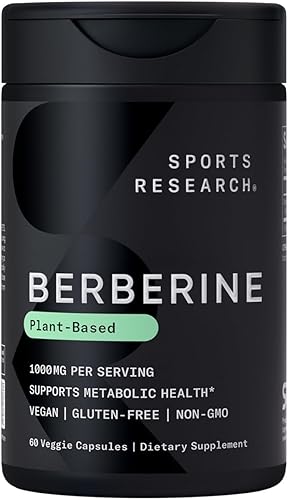 Miniatura 1 de Sports Research Berberina - Apoyo metabólico ayurvédico a base de hierbas para la salud - 1000 mg - 60 cápsulas - Certificado vegano, sin gluten,