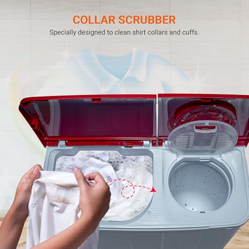 Image of Power Guard 7.5 kg 5 Star Semi-Automatic Top Loading Washing Machine Appliance (PG75WM-BG-OP, Burgundy, Powerful Motor, Effective Wash Pulsator,1400 RPM & Castors)