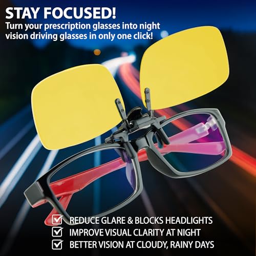 BLUE CUT Clip on Polarized Night vision Glasses Flip up Sunglasses UV-400 to Wear Over prescription Glasses for night driving2