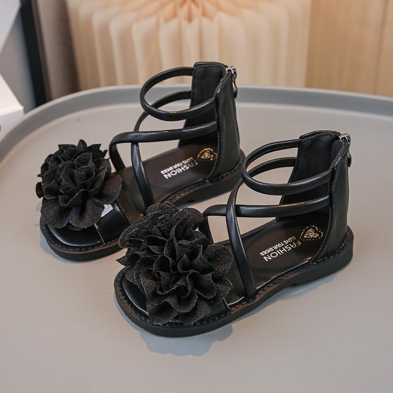 Little Girls Sandals with Flowers Girls Dress up Shoes for Vacation Party Wedding Princess Dress Open Toe Flats Sandals2