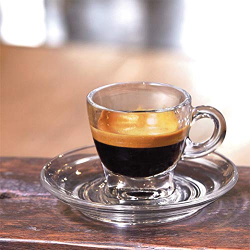 أوشن صحون قهوة إسبريسو، طقم من 6 قطع، شفاف، 4.75 بوصة، P02472، صحن شاي، صحن قهوة، صحن كوب، صحن طبق