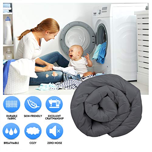 Easeland All Season King Size Soft Quilted Down Alternative Comforter Reversible Duvet Insert With Corner Tabs,Winter Summer Warm Fluffy,Dark Grey,90X102 Inches #TOP1