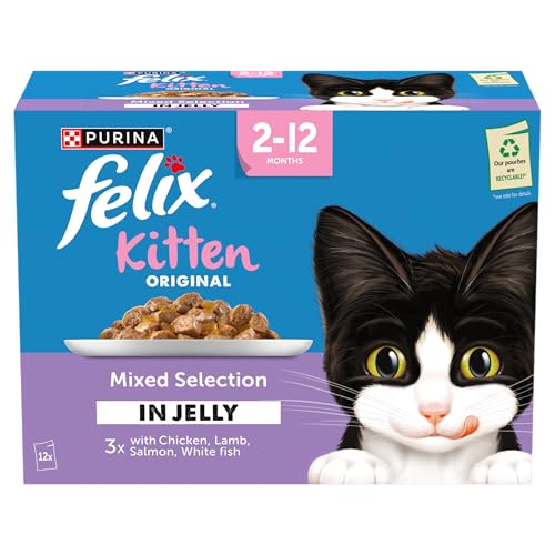 FELIX Original Kitten Mixed Menu in Jelly Nassfutter für Katzen, 12 x 85 g