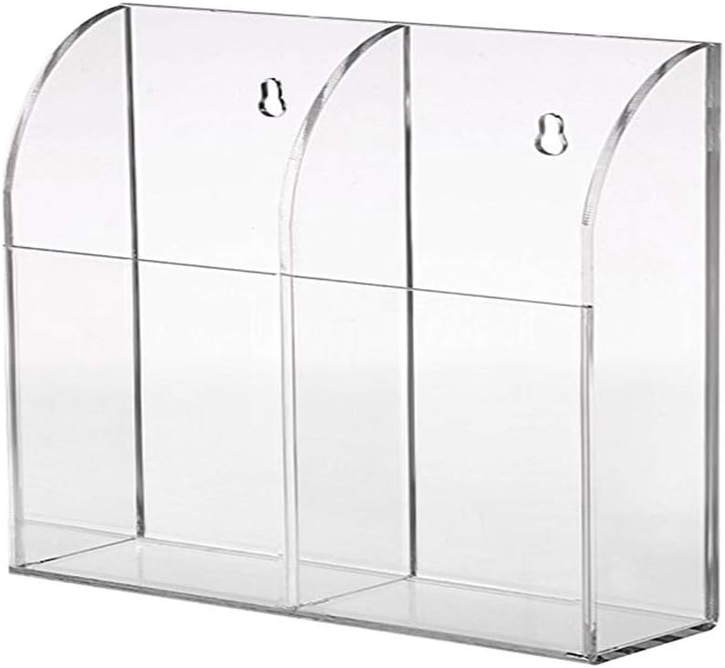 joyjorya 155x140mm Clear Acrylic Remote Control Holder Wall Mount Media Organizer Storage Box Mobile Phone Holder (Two Compartment)