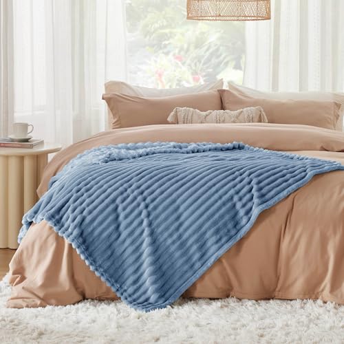 Couverture moelleuse Bedsure grand plaid canapé bleu ciel
