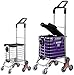 ZGYQGOO Carrello Pieghevole del Carrello della Spesa superleggero con 8 Ruote con Il Sacchetto della Spesa e Il Sedile