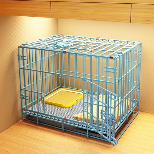 Jaula Perro Caseta Perros Exterior Hecha De Metal Casita for Mascotas Plegable for Guardar con Inodoro Extraíble Longitudes: 50/60/70/85 Cm Fácil De Limpiar(Blue,60 * 43 * 50cm)