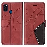 KKEIKO Hülle für Galaxy M21 / Galaxy M30S, PU Leder Schutzhülle für Samsung Galaxy M21 / Galaxy M30S, Kratzfestes Brieftasche Handyhülle mit Kartenfächern, Rot