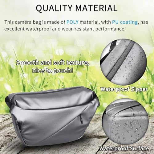 Image of INNOREL 6L Camera Sling Bag,Crossbody Lightweight Camera Bag Waterproof Camera Case CB0635 Silver with Tripod Holder,DSLR /SLR /Mirrorless for Travel, Cycling, Work, Sport, Hiking, Gym